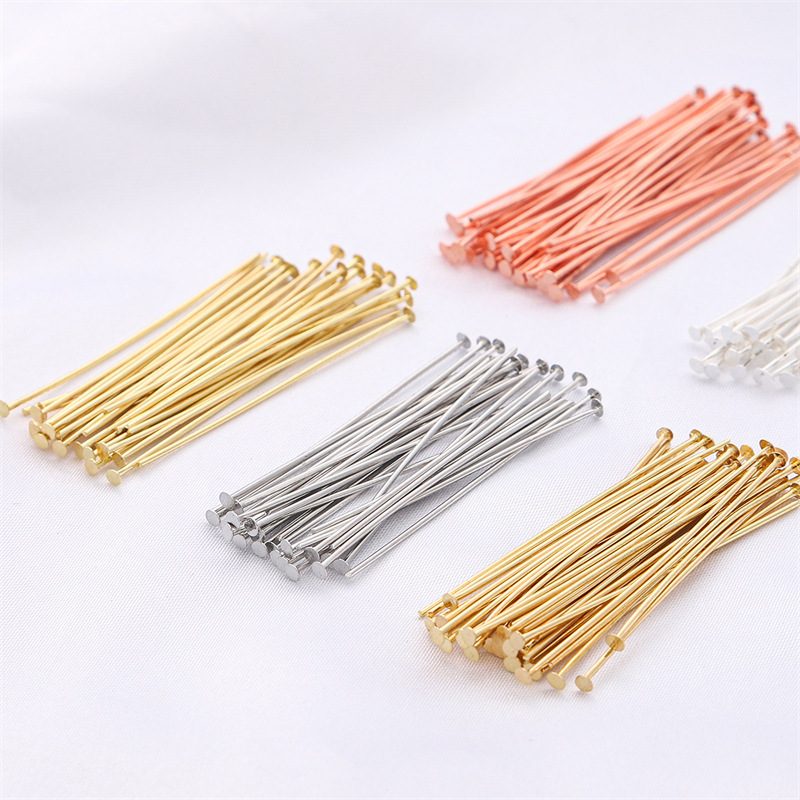 Drop Earrings - 50pcs/pak Pin Kepala Datar Perak Sterling