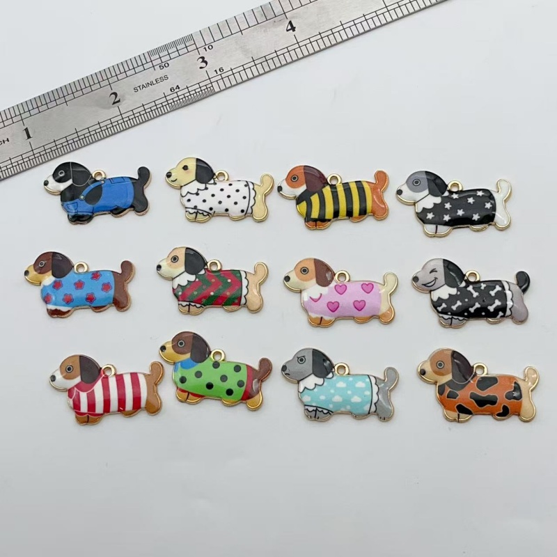 Drop Earrings - 12 Buah Liontin Anjing Sosis Hewan