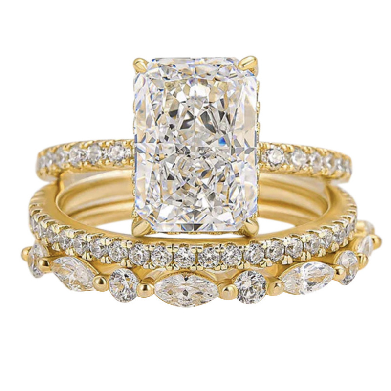 Moissanite Ring - Cincin Set Moissanite Bunga Es Super