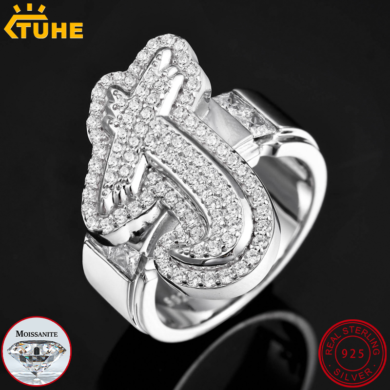 Moissanite Ring - Cincin Huruf Kustom TUHE Iced Out