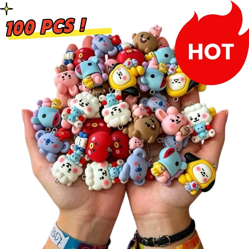 Drop Earrings - 7pcs BT21 Resin Kartun Charm Aksesoris