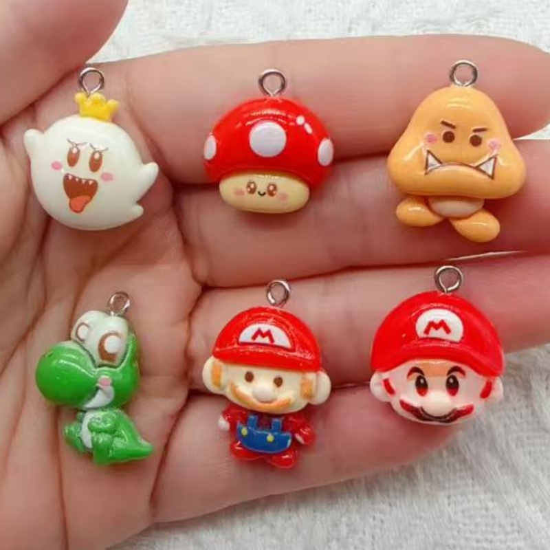 Drop Earrings - 10 buah liontin kartun resin, aksesoris