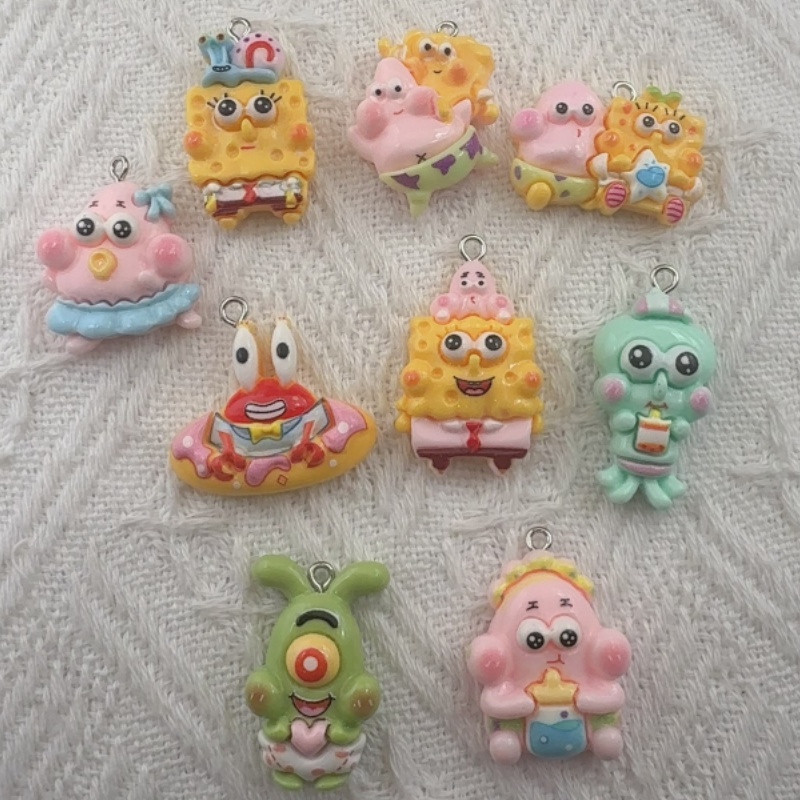 Drop Earrings - 10 buah liontin resin kartun, anting-anting