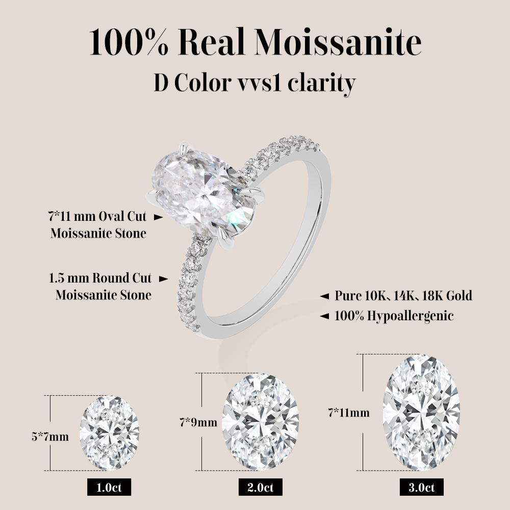 ATTAGEMS Cincin Moissanite Pot - Moissanite Ring ulasan dan harga