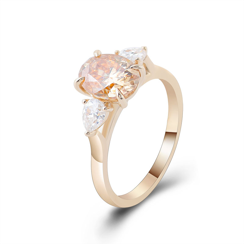 Cincin Tiga Batu Emas Kuning 1 - Moissanite Ring ulasan dan harga