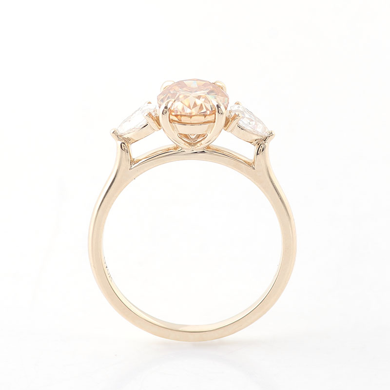 Cincin Tiga Batu Emas Kuning 1 - Moissanite Ring ulasan dan harga