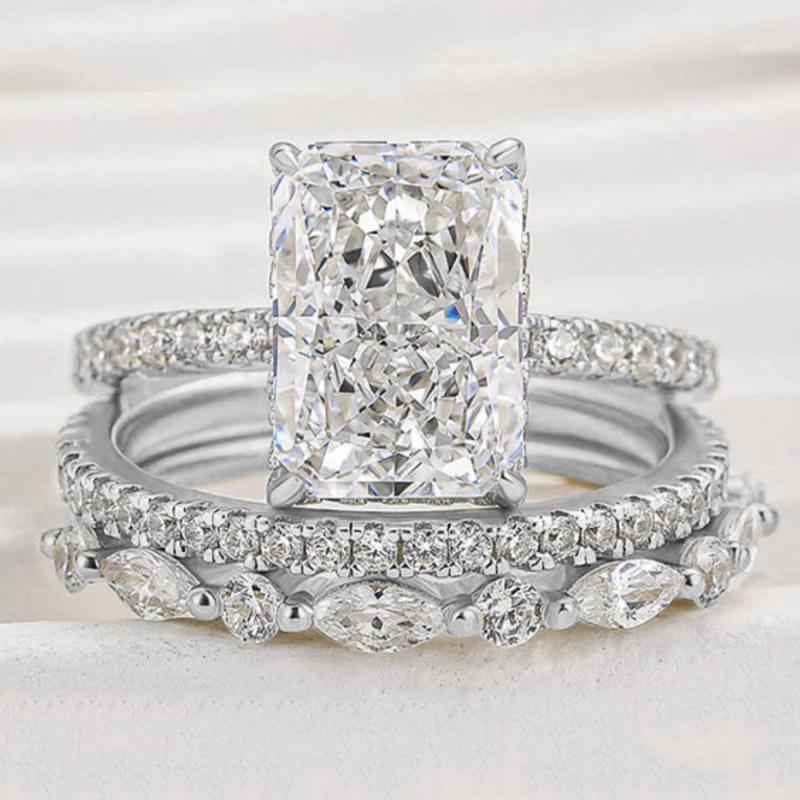 Cincin Set Moissanite Bunga Es - Moissanite Ring ulasan dan harga