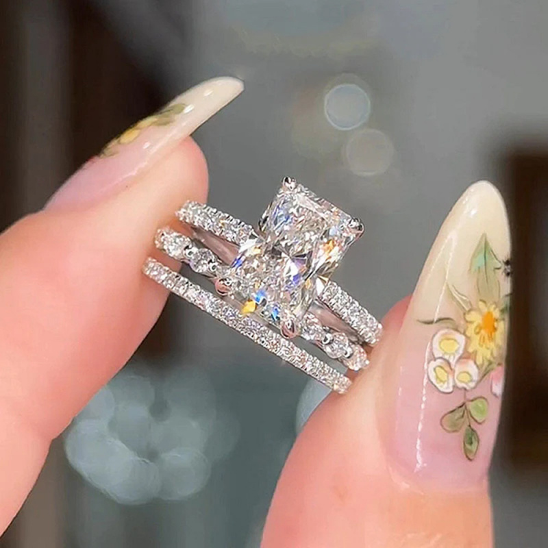 Cincin Set Moissanite Bunga Es - Moissanite Ring ulasan dan harga