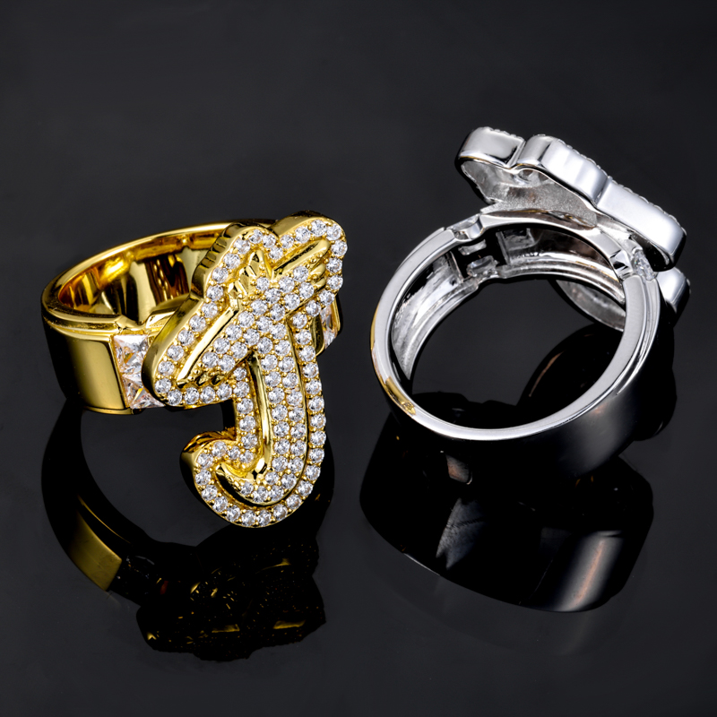 Cincin Huruf Kustom TUHE Iced  - Moissanite Ring ulasan dan harga