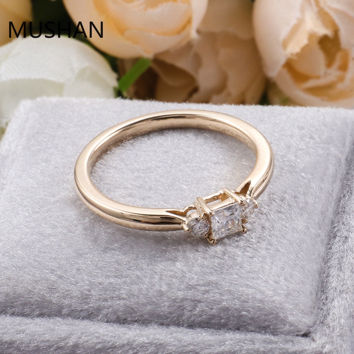 Cincin Emas Mewah MUSHAN 14K 1 - Moissanite Ring ulasan dan harga