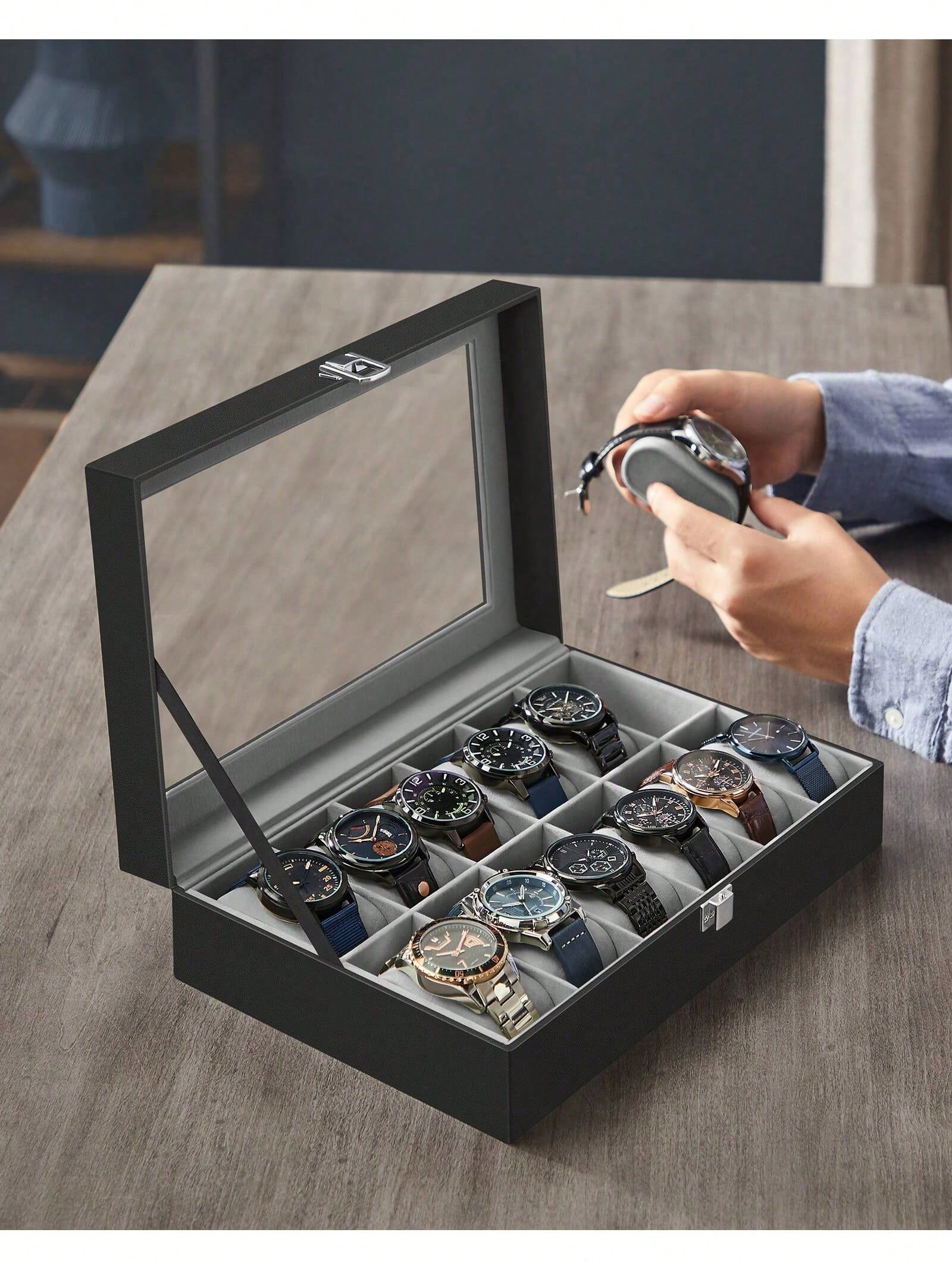 Kotak Jam Tangan 12 Slot yang  - Jewelry And Watches Box ulasan dan harga