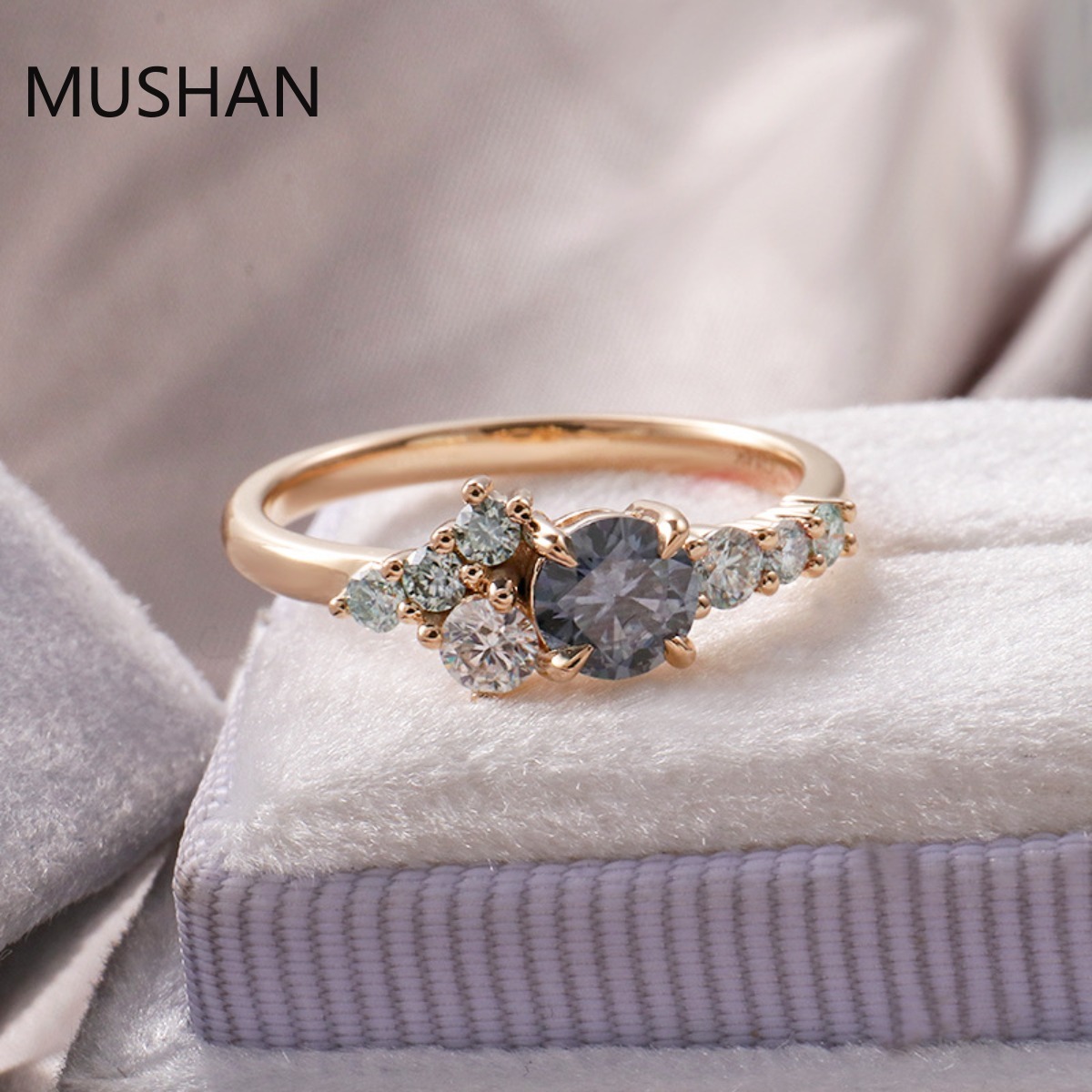 Cincin Emas Mewah MUSHAN 14K 1 - Moissanite Ring ulasan dan harga