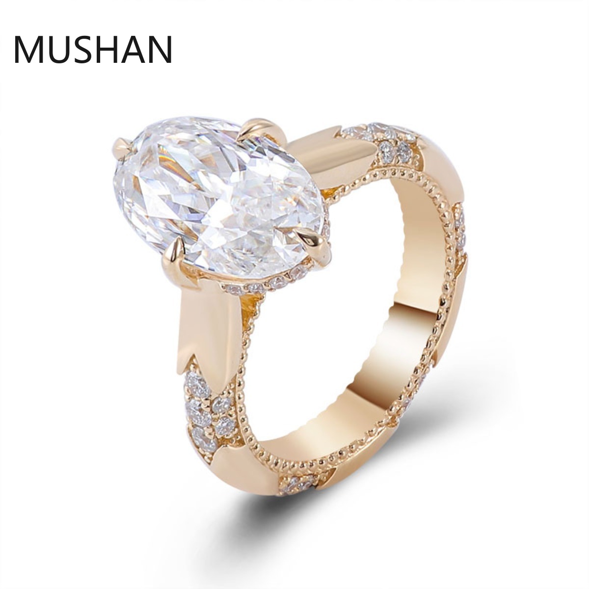 Cincin Emas Mewah MUSHAN 14K 1 - Moissanite Ring ulasan dan harga