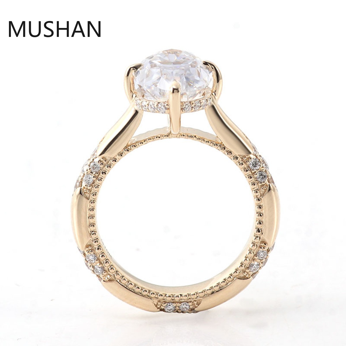 Cincin Emas Mewah MUSHAN 14K 1 - Moissanite Ring ulasan dan harga