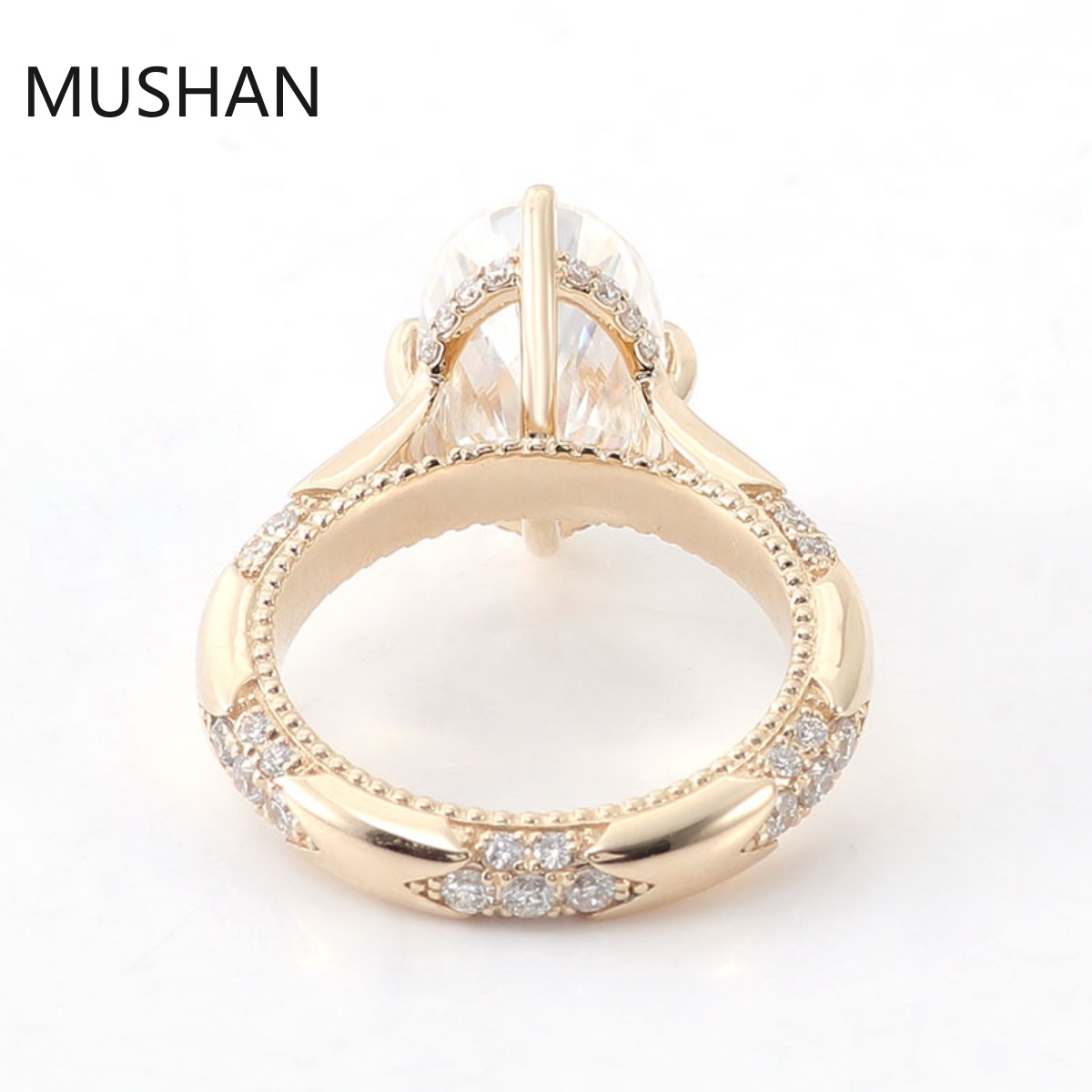 Cincin Emas Mewah MUSHAN 14K 1 - Moissanite Ring ulasan dan harga