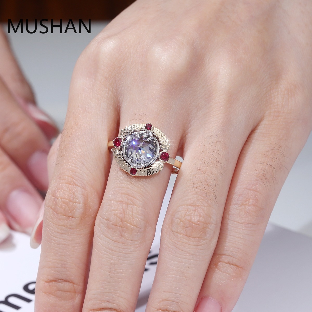 Cincin Emas Mewah MUSHAN 14K 1 - Moissanite Ring ulasan dan harga