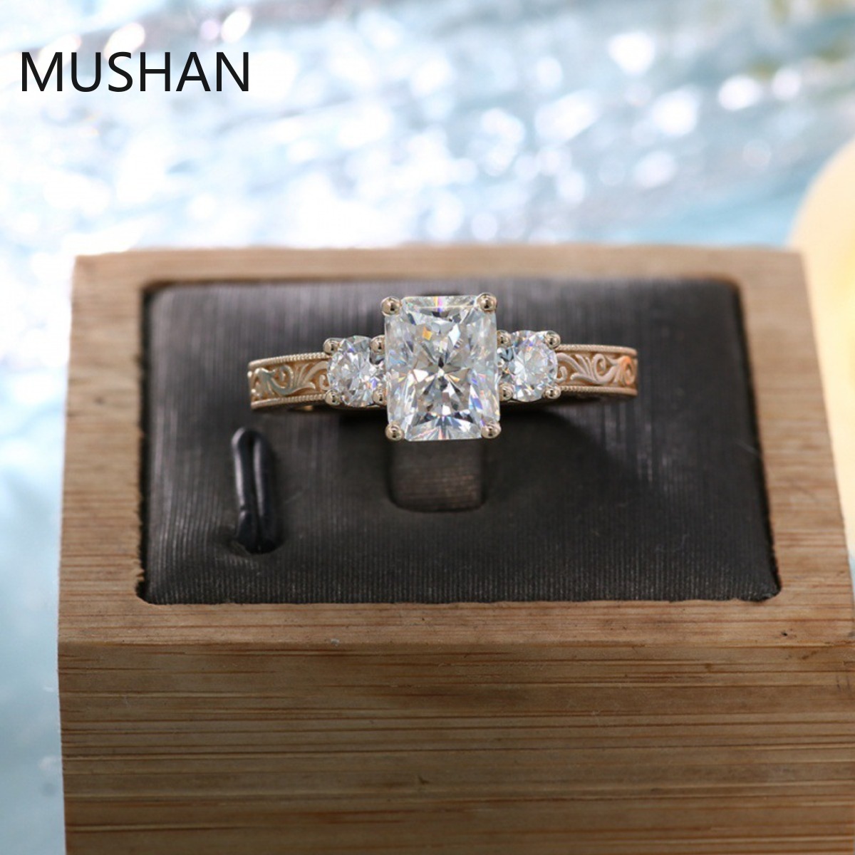 Cincin Emas Mewah MUSHAN 14K 1 - Moissanite Ring ulasan dan harga