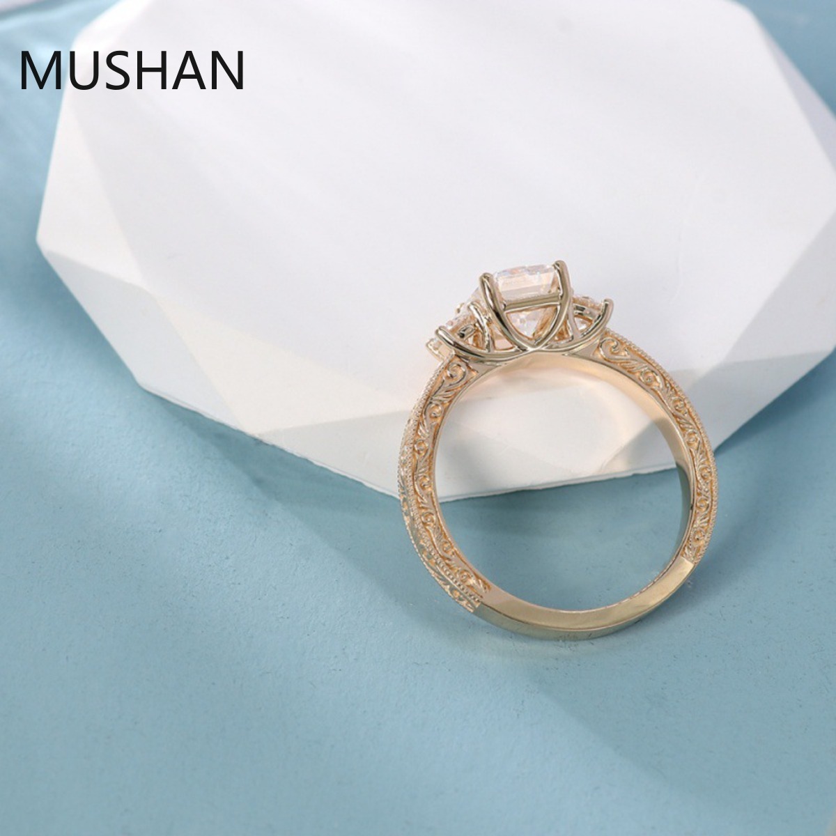 Cincin Emas Mewah MUSHAN 14K 1 - Moissanite Ring ulasan dan harga